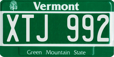 VT license plate XTJ992