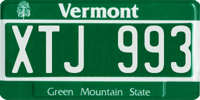 VT license plate XTJ993