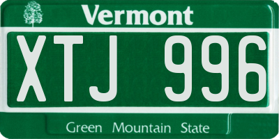 VT license plate XTJ996