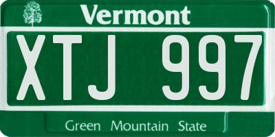 VT license plate XTJ997