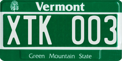 VT license plate XTK003