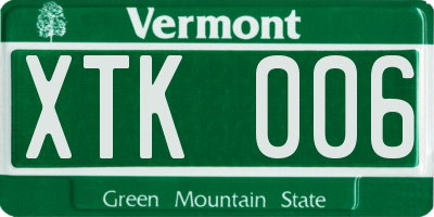 VT license plate XTK006