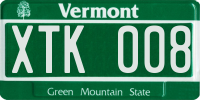 VT license plate XTK008