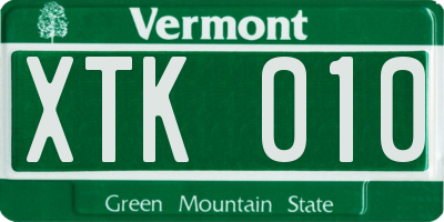 VT license plate XTK010