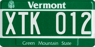 VT license plate XTK012
