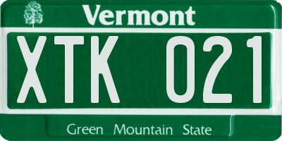 VT license plate XTK021