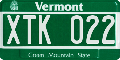 VT license plate XTK022