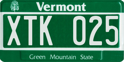 VT license plate XTK025