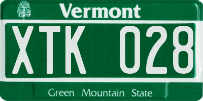 VT license plate XTK028