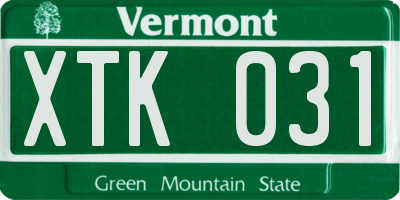 VT license plate XTK031