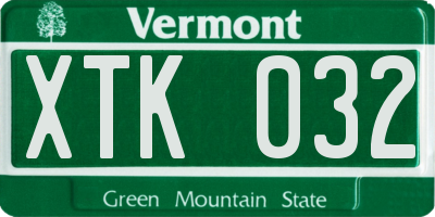 VT license plate XTK032