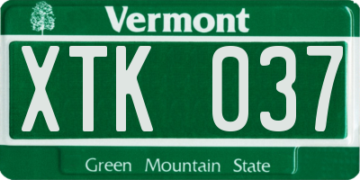 VT license plate XTK037