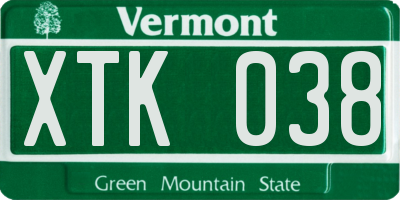 VT license plate XTK038