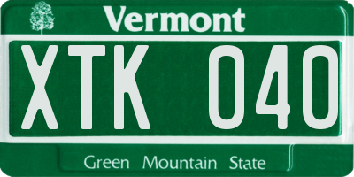 VT license plate XTK040