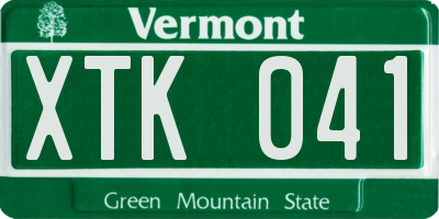 VT license plate XTK041