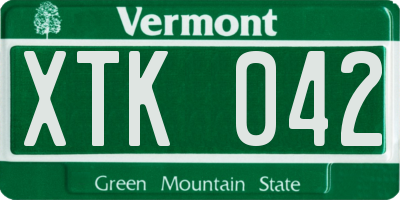 VT license plate XTK042
