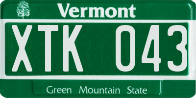 VT license plate XTK043