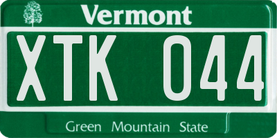 VT license plate XTK044