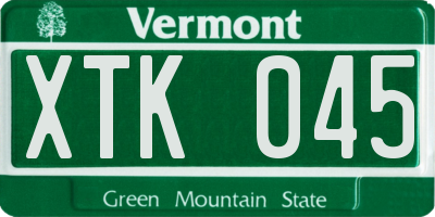 VT license plate XTK045