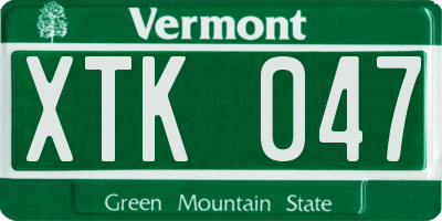 VT license plate XTK047
