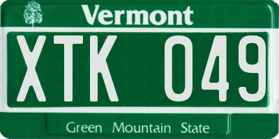 VT license plate XTK049