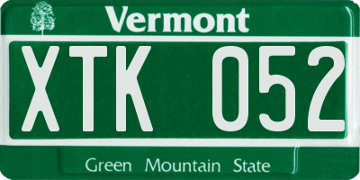 VT license plate XTK052