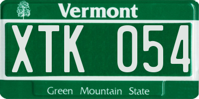 VT license plate XTK054