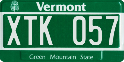 VT license plate XTK057
