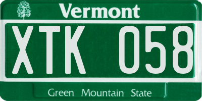 VT license plate XTK058