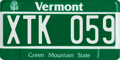 VT license plate XTK059
