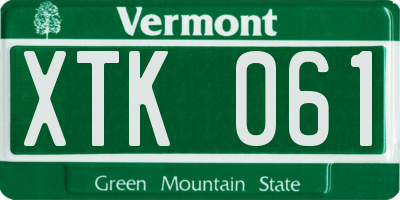 VT license plate XTK061