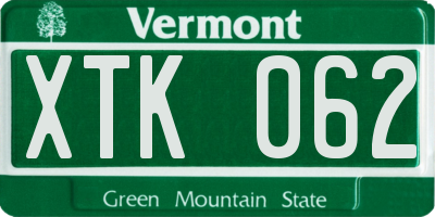 VT license plate XTK062