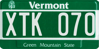 VT license plate XTK070