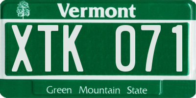 VT license plate XTK071