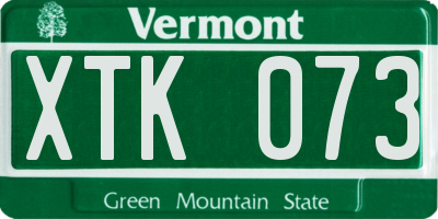 VT license plate XTK073