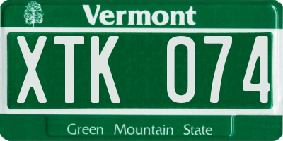 VT license plate XTK074