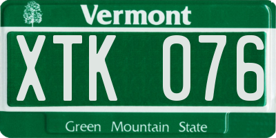 VT license plate XTK076