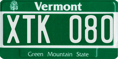 VT license plate XTK080