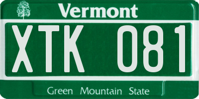 VT license plate XTK081
