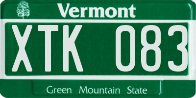 VT license plate XTK083