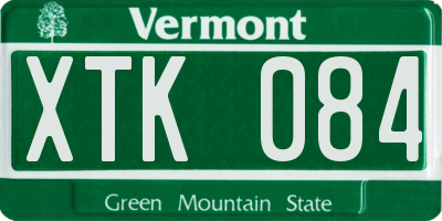 VT license plate XTK084