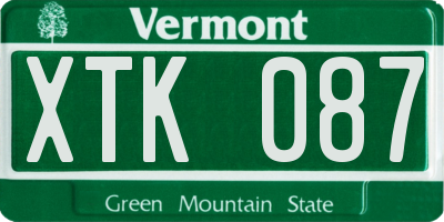 VT license plate XTK087