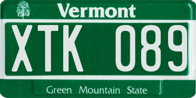 VT license plate XTK089