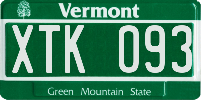 VT license plate XTK093