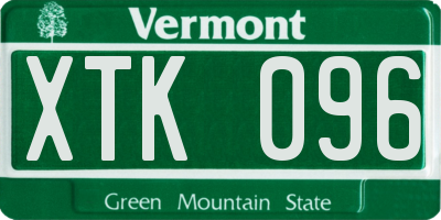 VT license plate XTK096