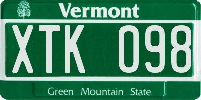VT license plate XTK098