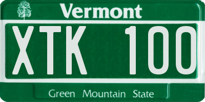 VT license plate XTK100