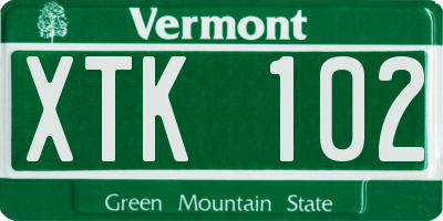 VT license plate XTK102