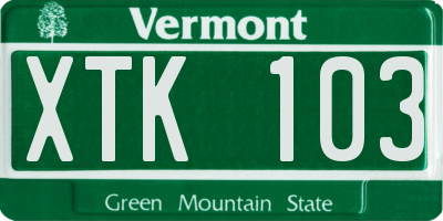 VT license plate XTK103