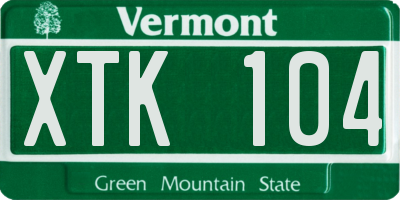 VT license plate XTK104